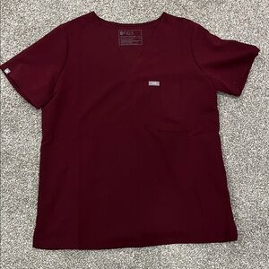 Figs Women’s Catarina One-pocket Burgundy Red Scrub Top